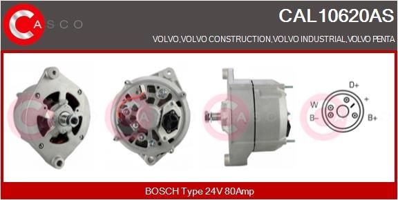 CASCO 24V, 80A, CPA0138, with integrated regulator Generator CAL10620AS buy