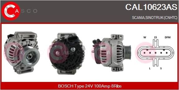 CASCO 24V, 100A, CPA0142, Ø 72 mm, mit integriertem Regler Rippenanzahl: 8 Lichtmaschine CAL10623AS kaufen