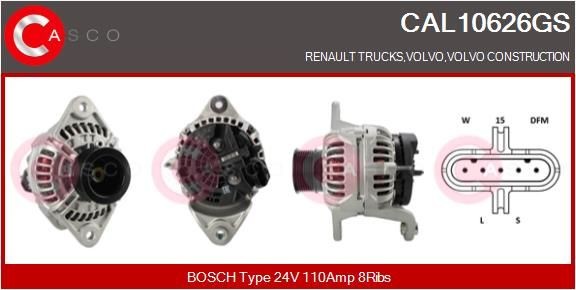CASCO CAL10626GS Lichtmaschine für RENAULT TRUCKS Magnum LKW in Original Qualität