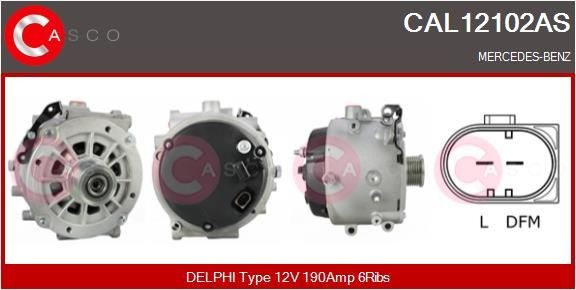 CASCO 12V, 190A, M8, CPA0155, Ø 50 mm, with integrated regulator Number of ribs: 6 Generator CAL12102AS buy
