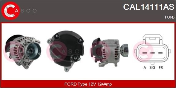 CASCO CAL14111AS Alternator 12V, 124A, M6 B+, CPA0175, Ø 78 mm, with integrated regulator