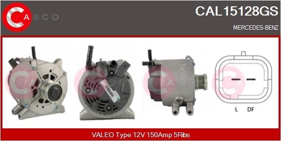 CASCO 12V, 150A, CPA0187, Ø 50 mm, with integrated regulator Number of ribs: 5 Generator CAL15128GS buy