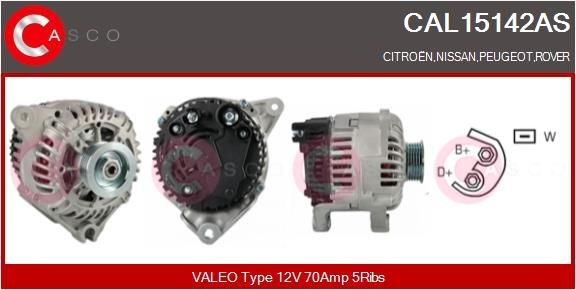 CASCO CAL15142AS Alternator 12V, 70A, CPA0096, Ø 54 mm, with integrated regulator