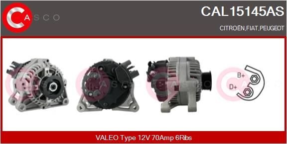 CASCO CAL15145AS Alternator 12V, 70A, M8, CPA0094, Ø 55 mm, with integrated regulator