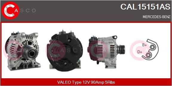 CAL15151AS CASCO Generator MERCEDES-BENZ 12V, 90A, CPA0094, with integrated regulator