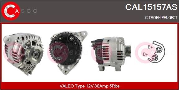 CASCO CAL15157AS Alternator 12V, 80A, CPA0094, with integrated regulator