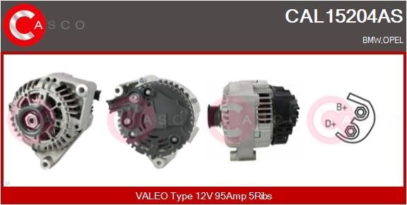 CASCO CAL15204AS Alternator 12V, 95A, CPA0094, with integrated regulator