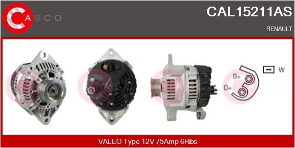 CASCO CAL15211AS Alternator 12V, 75A, CPA0096, with integrated regulator