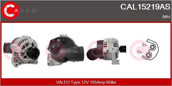 CASCO CAL15219AS Alternator 12V, 105A, CPA0094, with integrated regulator