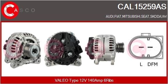 CAL15259AS CASCO 12V, 140A, mit integriertem Regler Rippenanzahl: 6 Lichtmaschine CAL15259AS günstig kaufen