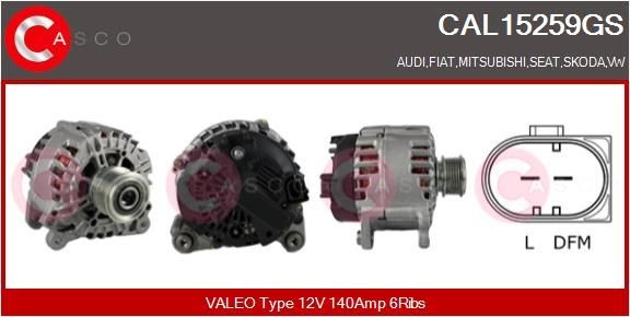 CASCO CAL15259GS Alternator 12V, 140A, M8, CPA0155, Ø 56 mm, with integrated regulator