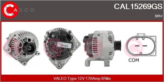 CASCO CAL15269GS Alternator 12V, 170A, CPA0149, Ø 53 mm, with integrated regulator