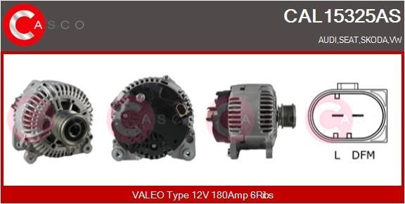 CAL15325AS CASCO Generator SEAT 12V, 180A, M8, CPA0193, Ø 56 mm