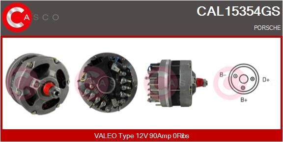 CAL15354GS CASCO Generator PORSCHE 12V, 90A, M6, CPA0117, with integrated regulator