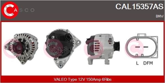 CASCO CAL15357AS Alternator 12V, 150A, M8, CPA0193, Ø 54 mm, with integrated regulator