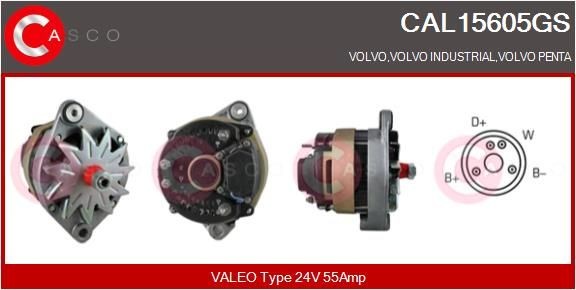 CASCO CAL15605GS Alternator 24V, 55A, M6, CPA0113, with integrated regulator