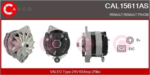 CASCO 24V, 65A, CPA0088, Ø 69 mm, with integrated regulator Number of ribs: 2 Generator CAL15611AS buy