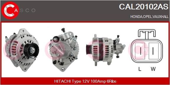 CASCO CAL20102AS Alternator 12V, 100A, M8, CPA0056, Ø 60 mm, with integrated regulator