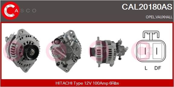 CASCO CAL20180AS Alternator 12V, 100A, M8 B+, CPA0205, Ø 60 mm, with integrated regulator