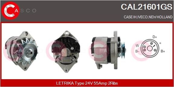 CASCO 24V, 55A, M6, CPA0138, Ø 63 mm Rippenanzahl: 2 Lichtmaschine CAL21601GS kaufen