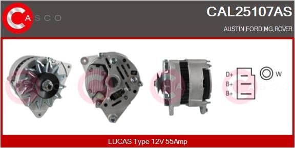 CASCO CAL25107AS Alternator 12V, 55A, M6, CPA0008, with integrated regulator