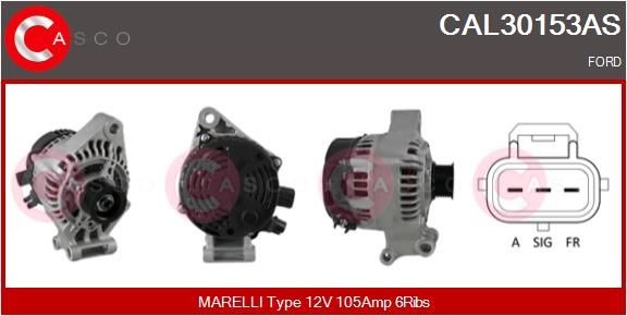 CASCO 12V, 105A, CPA0175, with integrated regulator Number of ribs: 6 Generator CAL30153AS buy