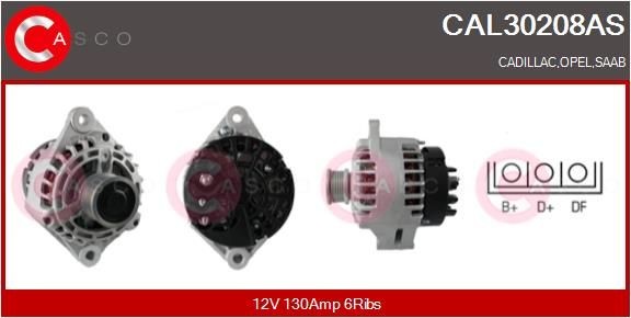 CASCO 12V, 130A, CPA0108, Ø 54 mm, with integrated regulator Number of ribs: 6 Generator CAL30208AS buy