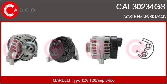 CASCO 12V, 120A, M8 B+, CPA0093, Ø 54 mm Number of ribs: 5 Generator CAL30234GS buy