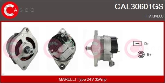 CASCO CAL30601GS Alternator 24V, 35A, M6, CPA0090, with integrated regulator
