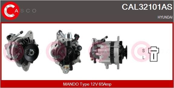 CASCO CAL32101AS Alternator 12V, 65A, M6, CPA0023, Ø 80 mm, with integrated regulator