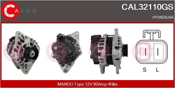 CASCO CAL32110GS Alternator 12V, 90A, CPA0054, Ø 58 mm, with integrated regulator