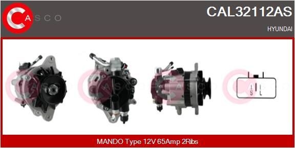 CASCO CAL32112AS Alternator 12V, 65A, M6, CPA0141, Ø 85 mm, with integrated regulator