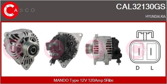 CASCO CAL32130GS Alternator 12V, 120A, M8 B+, CPA0254, Ø 57 mm