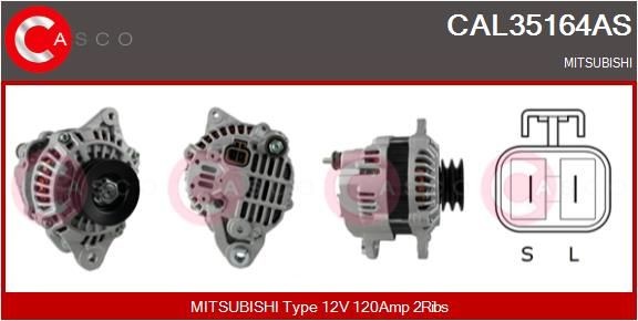 CASCO 12V, 120A, M8, CPA0054, Ø 71 mm, with integrated regulator Number of ribs: 2 Generator CAL35164AS buy