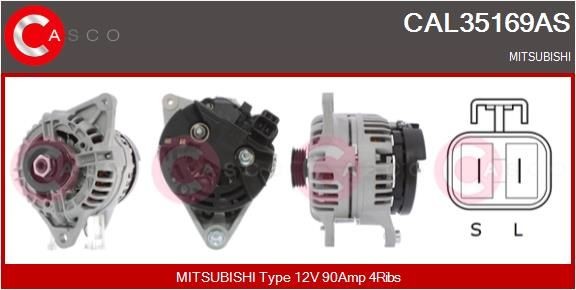 CASCO 12V, 90A, M8, CPA0054, Ø 55 mm, with integrated regulator Number of ribs: 4 Generator CAL35169AS buy