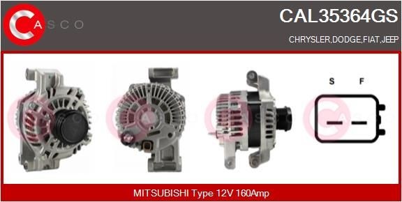 CAL35364GS CASCO Generator DODGE 12V, 160A, CPA0329