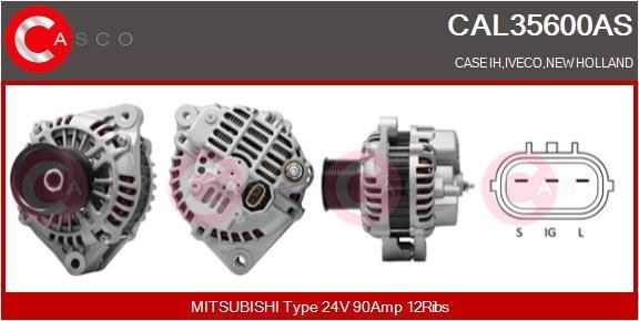 CASCO 24V, 90A, M8, CPA0114, Ø 69 mm, mit integriertem Regler Rippenanzahl: 12 Lichtmaschine CAL35600AS kaufen