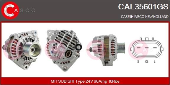 CASCO CAL35601GS Alternator 24V, 90A, CPA0114, Ø 62 mm, with integrated regulator