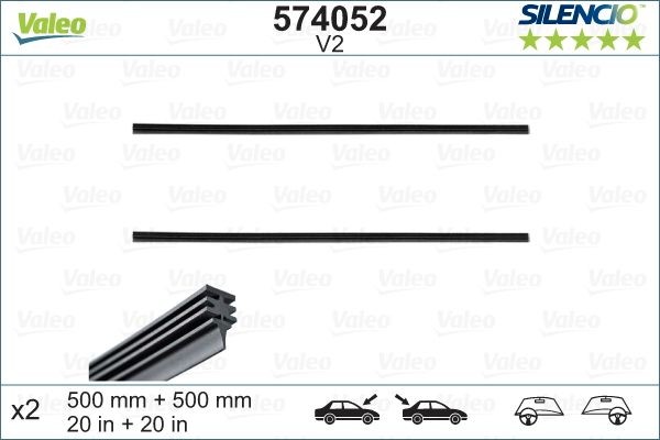 VALEO SILENCIO CONVENTIONAL SET 574052 Wiper blade rubber
