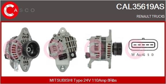 CASCO 24V, 110A, M10, CPA0407, Ø 82 mm Number of ribs: 8 Generator CAL35619AS buy