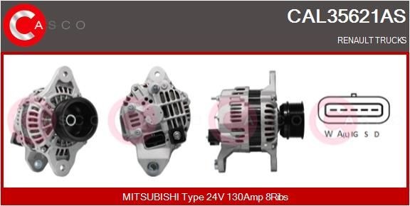 CASCO 24V, 130A, M8, CPA0407, Ø 82 mm Number of ribs: 8 Generator CAL35621AS buy