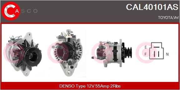 CASCO CAL40101AS Alternator 12V, 55A, CPA0015, Ø 66 mm, without integrated regulator