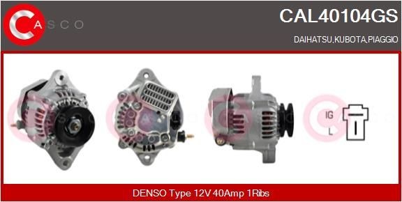 CAL40104GS CASCO Generator DAIHATSU 12V, 40A, M6, CPA0025, Ø 63 mm, with integrated regulator