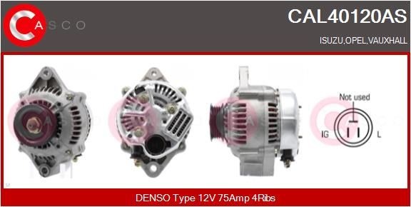 CASCO CAL40120AS Alternator 12V, 75A, M6, CPA0043, Ø 60 mm, with integrated regulator