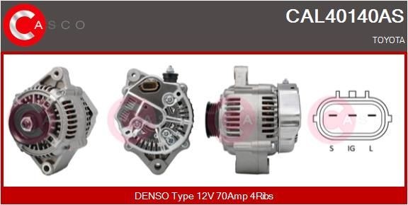 CASCO CAL40140AS Alternator 12V, 70A, CPA0114, with integrated regulator