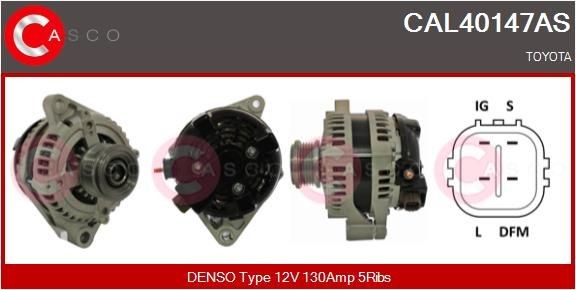 CASCO CAL40147AS Alternator 12V, 130A, M6, CPA0194, Ø 58 mm