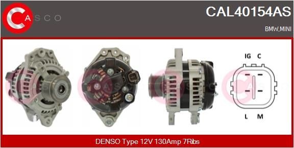 CASCO CAL40154AS Alternator 12V, 130A, M8, CPA0214, Ø 60 mm