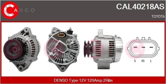 CASCO CAL40218AS Alternator 12V, 120A, M6, CPA0114, Ø 86 mm, with integrated regulator