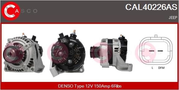 CASCO CAL40226AS Alternator 12V, 150A, M8, CPA0016, Ø 57 mm, with integrated regulator