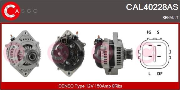 CASCO CAL40228AS Alternator 12V, 150A, CPA0334, Ø 49 mm